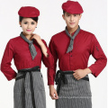 high quality 2015 hot sell short sleeve Western Restaurant stylish receptionist hotel uniform for front desk staff